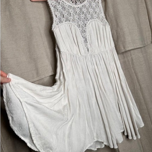 Free People White Boho Embroidered Lace Fiesta Mini Dress - Picture 4 of 7